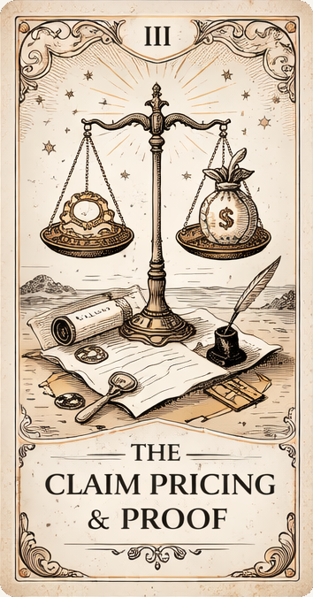 Tarot card for Claim Pricing & Proof
